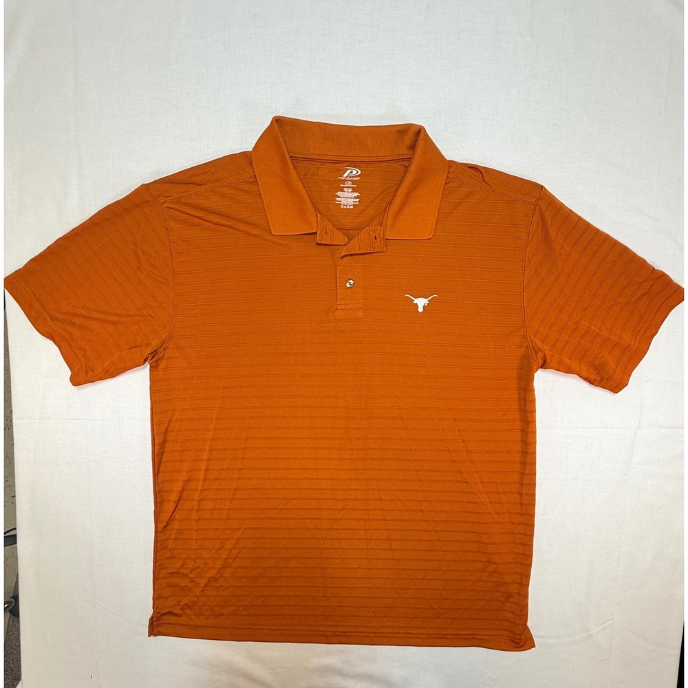 Pro Player Texas Longhorns Mens Large Burnt Orange Striped Performance Polo Shir - Picture 2 of 8